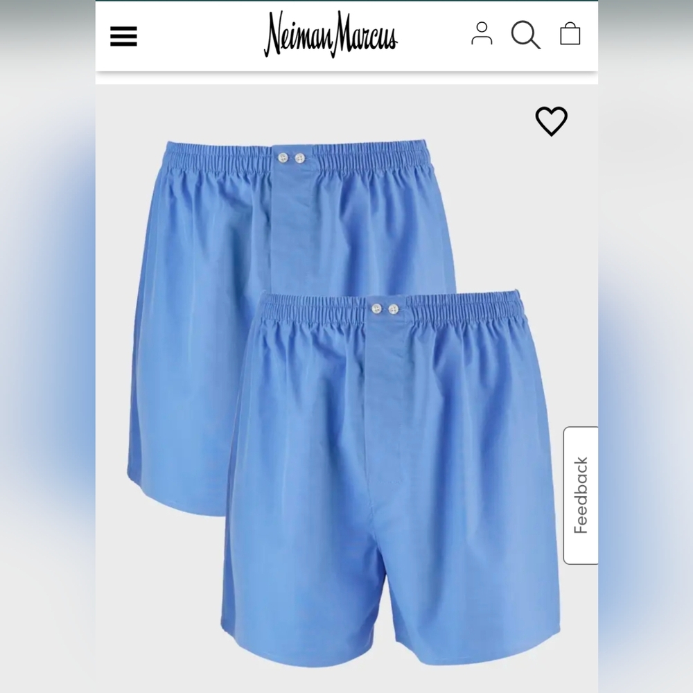 🆕 Neiman Marcus Men's 100% Cotton Blue 2 Pack Small Boxers Excellent